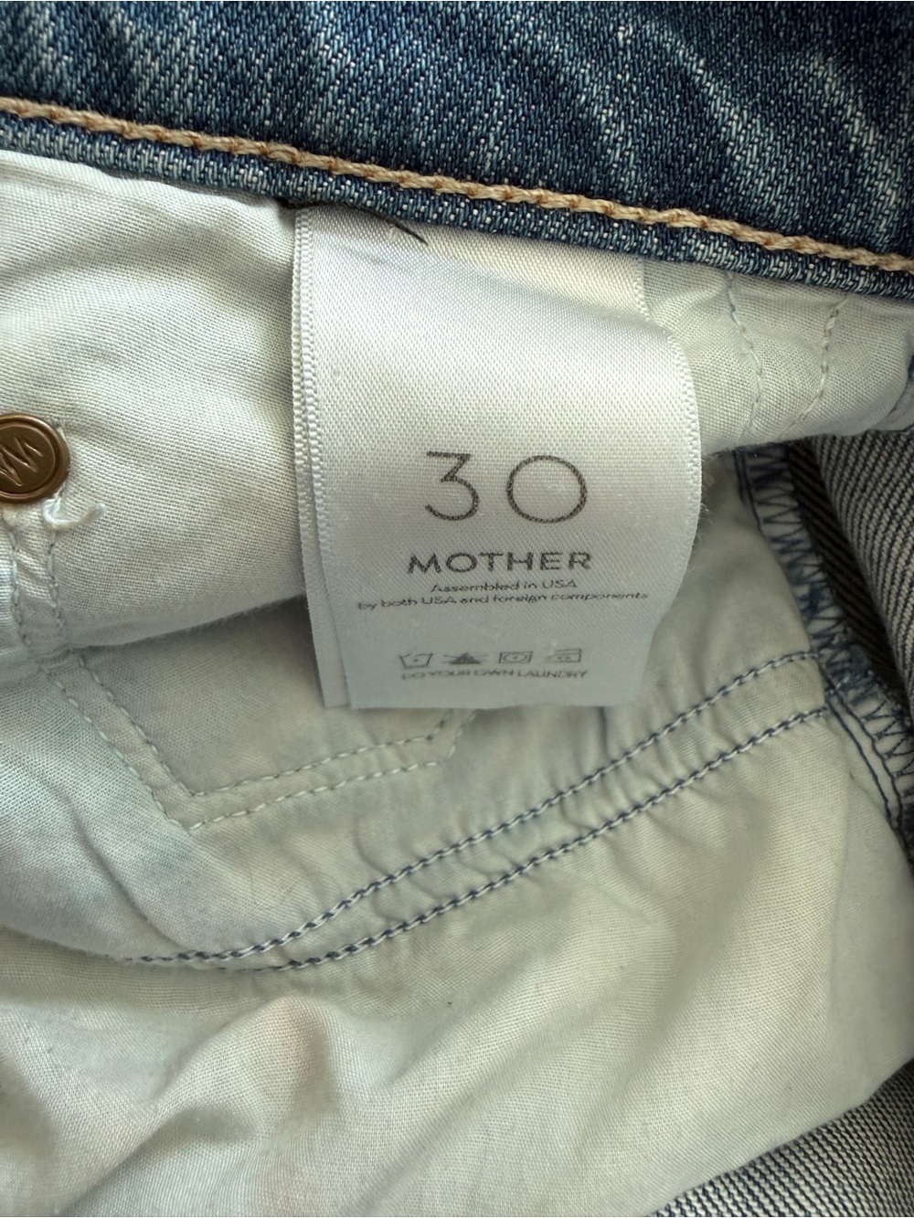 MOTHER The Sinner Distressed Crop Jeans Medium Wash Raw Hem - Picture 5 of 6